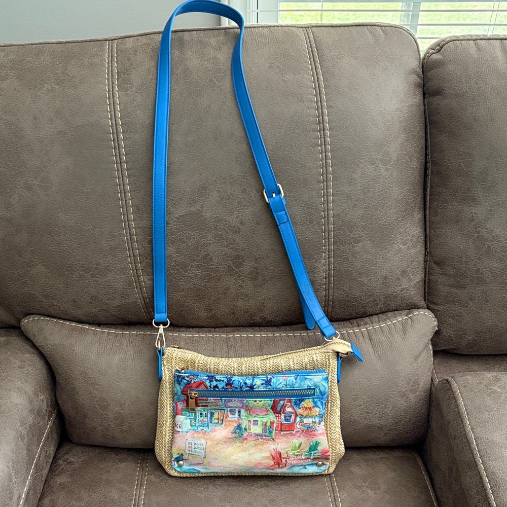 Artistic Blue Strap Crossbody Bag